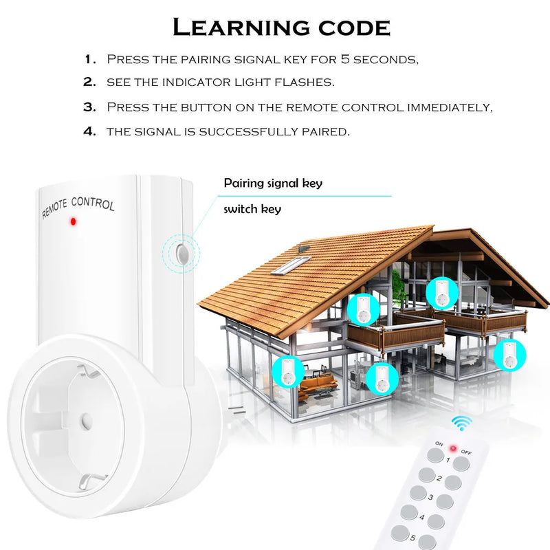 Sem fio inteligente controle remoto tomada de energia interruptor luz tomada  da ue com controle remoto